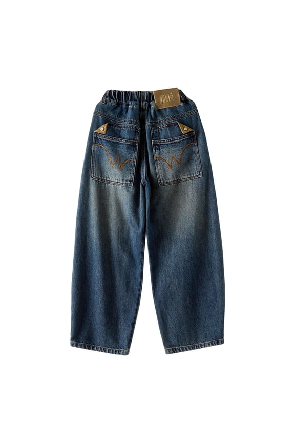 Kids Boys Slim Fit Jeans Blue Boys Cargo Jeans Zipper Fly Straight Leg Jeans Casual Denim Playwear Jeans 4-5 Years
