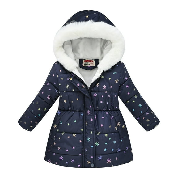 Kids Winter Warm Snow Clothes Outwear Winter Boys And Girls Waist Long Collar Hooded Jacket Cotton Coat Hooded Kids Toddler Thick Zipper Coat Outwear Clothes