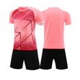 thumbnail image 1 of Kids Boys Soccer Gear Basketball Badminton Uniform Short Sleeve Contrast Color Shirts and Shorts Set for 4-14 Years, 1 of 4