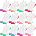 thumbnail image 1 of Kids Boys Socks, 12 Pairs Ankle Athletic Low Cut Half Cushion Socks for Boys Girls Toddler 1-14 Years, 1 of 5