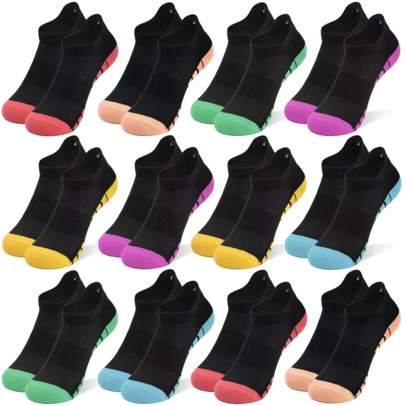Kids Boys Socks, 12 Pairs Ankle Athletic Low Cut Half Cushion Socks for Boys Girls Toddler 1-14 Years