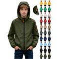 thumbnail image 1 of Kids Boys Solid Color Hooded Zip-Up Jacket with Pockets Long Sleeve Waterproof Outdoor Coat, 1 of 9