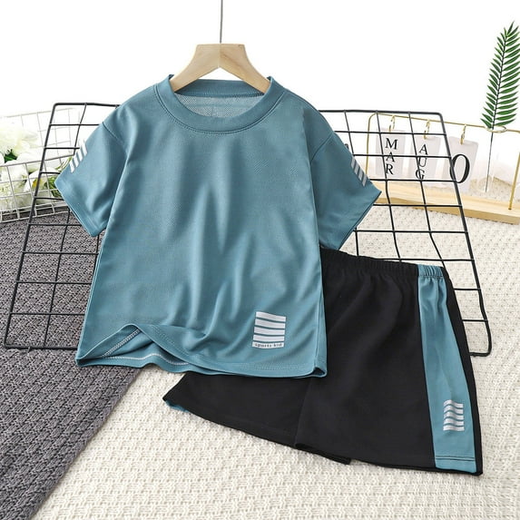 Kids Boys Sportwear Jogger Suit T Shirt Tops and Shorts Set 2Pcs Summer Outfit for Big Boys 4-5 Years