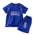 thumbnail image 1 of Kids Boys Sportwear Jogger Suit T Shirt Tops with Shorts Basketball Set Boys Summer Outfits for Little Boys 1-2 Years, 1 of 3