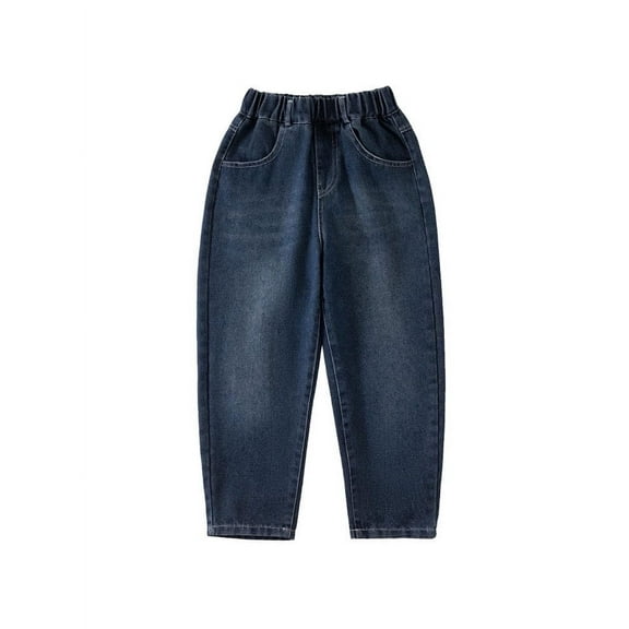 Kids Boys Straight Leg Baggy Jeans,christmas gift,Kids Boys Elastic Waist Casual Loose Pull On Denim Pants Wide Leg Skater Denim Pants Casual Loose Fit Long Trousers Streetwear with Pockets 4-15 Year