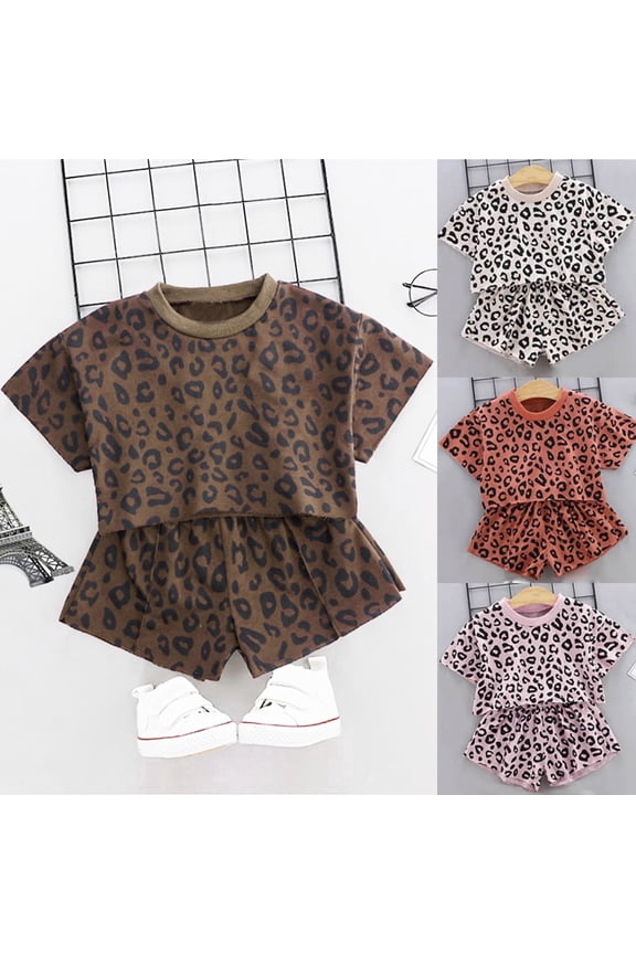 Toddler Boys Summer 2 Pieces Set Soft Comfy Short Sleeve Shirts and Shorts Sets