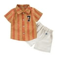 thumbnail image 1 of Kids Boys Summer Clothes Short Sleeve Polo Shirts and Shorts Set Activewear Patchwork Beach Outfits for 1-6 Years, 1 of 2