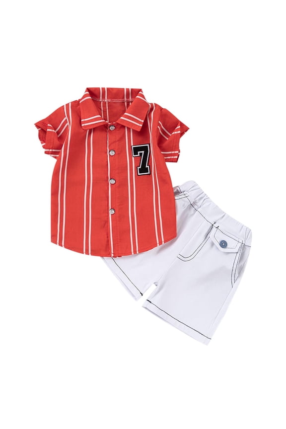Kids Boys Summer Clothes Short Sleeve Polo Shirts and Shorts Set Activewear Patchwork Beach Outfits for 1-6 Years
