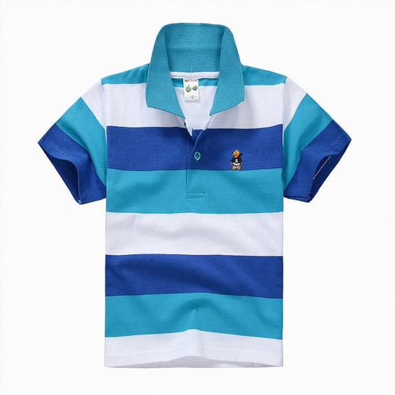 Kids Boys Summer Clothes Striped Design Polo Shirt Toddler Baby Boy Cute Fashionable Top Age 1 to 15 Y