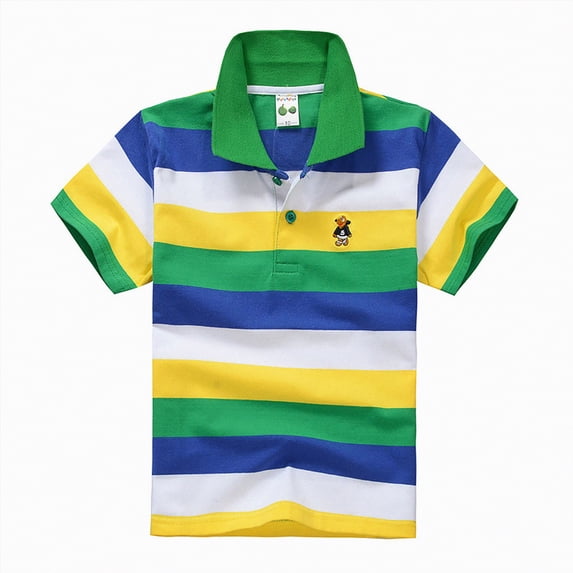 Kids Boys Summer Clothes Striped Design Polo Shirt Toddler Baby Boy Cute Fashionable Top Age 1 to 15 Y
