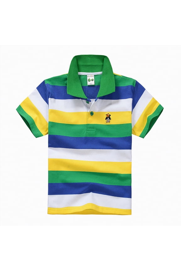 Kids Boys Summer Clothes Striped Design Polo Shirt Toddler Baby Boy Cute Fashionable Top Age 1 to 15 Y