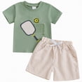thumbnail image 1 of Kids Boys Summer Clothes Toddler Boy Outfit Sets Crew Neck Embroidery Top with Plaid Shorts Clothing Sets, 1 of 6