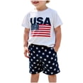 thumbnail image 1 of Kids Boys Summer Lounge Set Size 7-8 Going Out 4th of July Outfits Crew Neck Pullover Tops Casual Shorts Set Navy, 5Y, 1 of 5