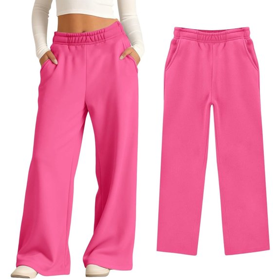 Kids Boys Sweatpants Elastic Waist Straight Leg Pants with Pockets Girls Solid Pants Pink Boys School Pants Kids Spring Fall Pants 9-10 Years
