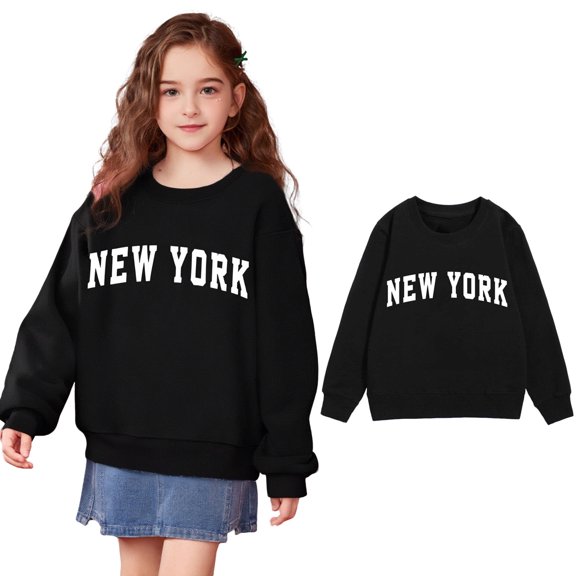 Kids Boys Sweatshirt Letter Graphic Long Sleeve Pullover Crewneck Blouse Shirt Tops Fall Winter Clothes Toddler Girls Clothes 6-7 Years