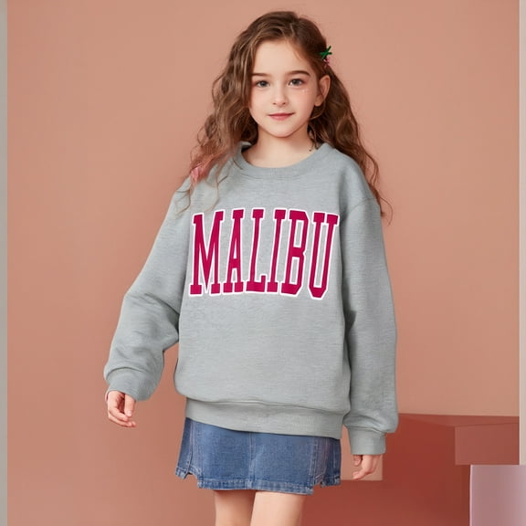Kids Boys Sweatshirt Long Sleeve Letter Graphic Oversized Crewneck Sweatshirts Warm Fall Winter Clothes 6-7 Years Toddler Girl Clothes
