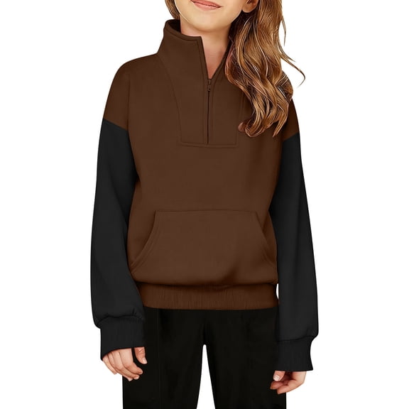 Kids Boys Sweatshirts Long Sleeve Brown2 Sweatshirt Girls Crewneck Loose Fit Pullover Tops Warm Fall Winter Clothes Little Boy Clothes 9-10 Years