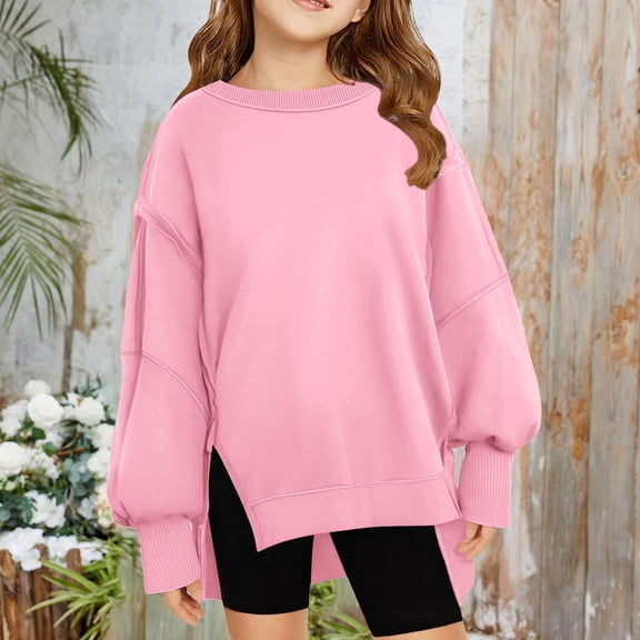 Kids Boys Sweatsuit Long Sleeve Girls Pink Sweatshirt Pullover Crewneck Blouse Shirt Tops Warm Fall Winter Clothes Girls Size 7-8 Years Clothes