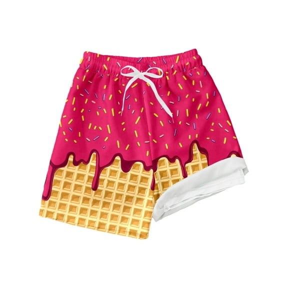 Kids Boys Swim Trunks Liner Boys Swimwear Funny Cool Dessert Print Boys' Swimwear Beach Shorts 7 Years Boys Clothes