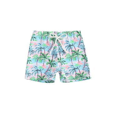 Kids Boys Swim Trunks Summer Cartoon Print Elastic Drawstring Shorts Toddler Boys Swimwear Bathing Suit
