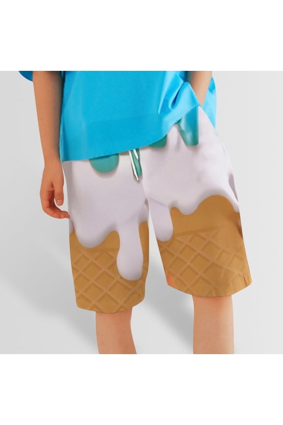 Kids Boys Swim Trunks Summer Print Boys Shorts Elastic Waist Breathable Kids Bathing Suits 11-12 Years