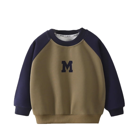 Kids Boys T Shirts Letter Blue Long Sleeve Shirt Girls Kids Fall Tops Crewneck Basic Tees Cotton Kids Sweatshirt Girl Tops 7-8 Years Cute Boy Girl Clothing