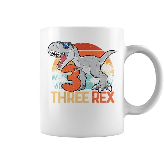 Kids Boys Three Rex 3Rd Birthday Third Dinosaur 3 Year Old Coffee Mugs
