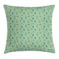 thumbnail image 1 of Kids Boys Throw Pillow Cushion Cover, Autumn Season Foliage Background Hipster Foxes with Glasses, Decorative Square Accent Pillow Case, 18 X 18 Inches, Coral Pale Green and Orange, by Ambesonne, 1 of 2