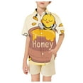 thumbnail image 1 of Kids Boys Tshirts Summer Cute Bee Festival Honey Print Lapel Botton Down Short Sleeves Fashion Tops T-Shirts Activewear,Yellow,7-8 Years, 1 of 4