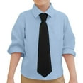 thumbnail image 1 of Kids Boys Tshirts Summer Solid Color Lapel Button Down Long Sleeve Gentleman Tops And Tie Tee Shirts Holiday Wear,Blue,6-7 Years, 1 of 5