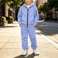 thumbnail image 1 of Kids Boys Two piece hoodie and pants set Solid Soft Warm Long Sleeves Hoodie Pullover Sweatpants Sports Pockets Suit, 1 of 8