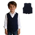 thumbnail image 1 of Kids Boys' Vest Dark Blue Dress Waistcoat Vest V-Neck Adjustable Back Strap 5-6 Years Boy Clothes, 1 of 7