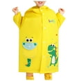 thumbnail image 1 of Kids Boys Waterproof Rocket Dinosaur Print Hooded Rain Coat for School Outdoor Travel Rainy Days Rainwear 4-6 Years, 1 of 6