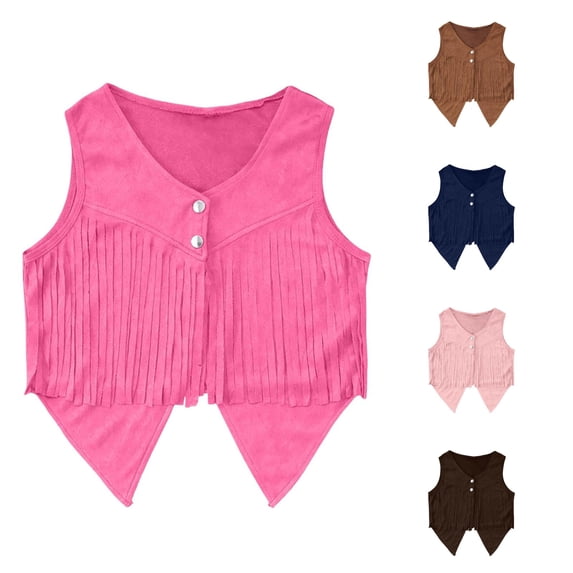 Kids Boys Western Wear Sleeveless Tassel Vest Girls Halloween Cowgirl Costume For Kids Western Outfit 5-14 Years