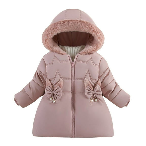 Kids Boys Winter Coat,Boys Puffer Coat with Pocket Zipper Hooded Coat Solid Long Sleeve Windproof Thick Warm Outwear Girls Winter Clothes Size 3-4 Years
