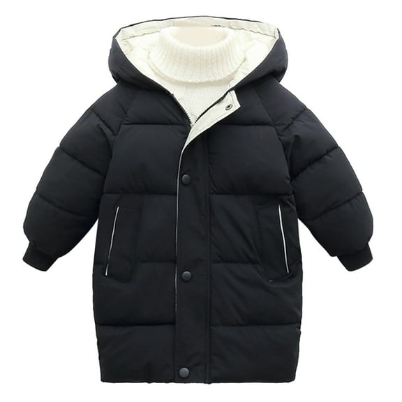 Kids Winter Coat,Kids Puffer Jacket with Pocket Zipper Hooded Coat Solid Color Long Sleeve Toddler Puffer Jacket Boys Coats Size 7-8 Years