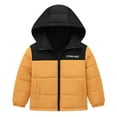 thumbnail image 1 of Kids Boys Winter Coat,Kids Puffer Jacket with Pocket Zip up Hooded Coat Solid Long Sleeve Windproof Winter Thicken Coat Boys Winter Coat Size 5-6 Years, 1 of 3