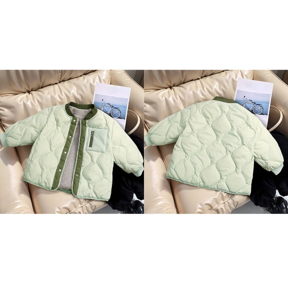 Kids Boys Winter Coat,Kids Puffer Jacket with Pocket Button Green Jacket Solid Color Long Sleeve Outerwear Coats Boys Coats Size 4-5 Years