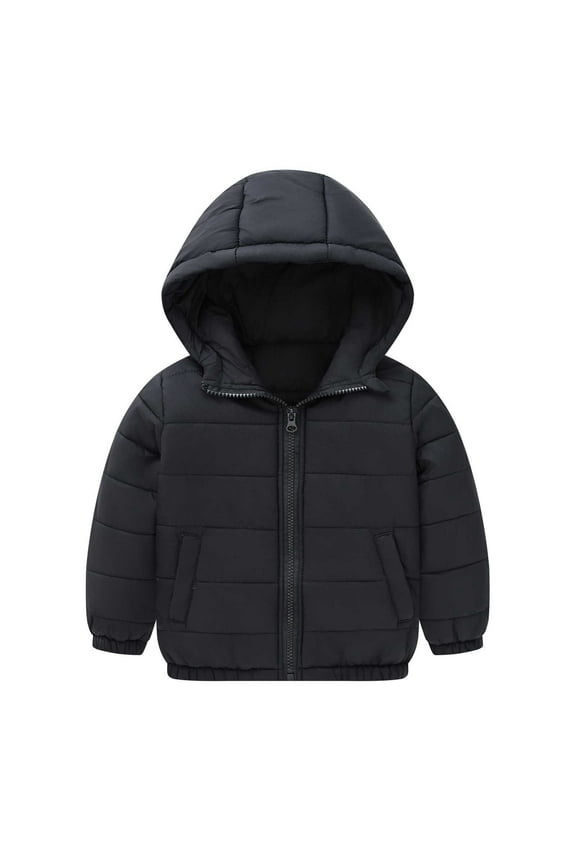 Kids Boys Winter Coats,Boys Puffer Coat with Pocket Zip up Winter Hoodies Coat Solid Long Sleeve Windproof Child Puffer Jacket Boys Jackets Size 7-8 Years