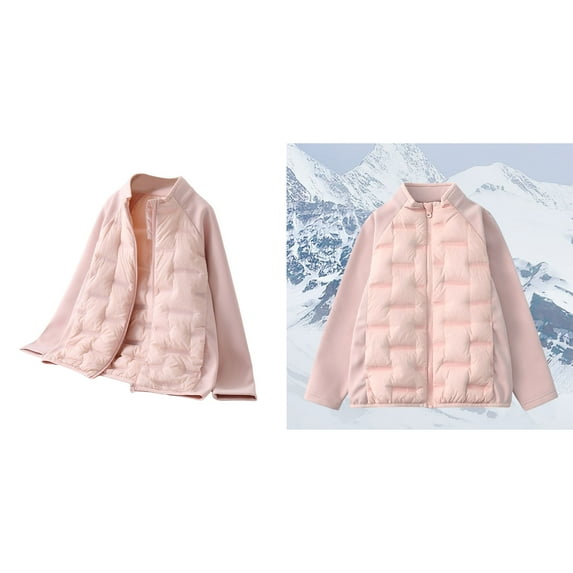 Kids Boys Winter Coats,Girl Puffer Jacket with Pocket Zip Up Pink Jacket Solid Color Long Sleeve Outerwear Coats Grils Winter Coats Size 6-7 Years