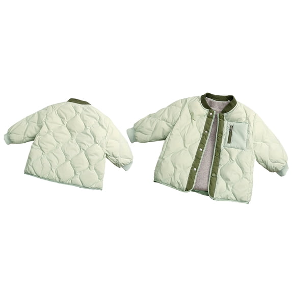 Kids Boys Winter Jacket,Boys Puffer Coat with Pocket Button Down Green Puffer Solid Color Long Sleeve Thick Warm Outwear Boys Size 3-4 Years Winter Coat