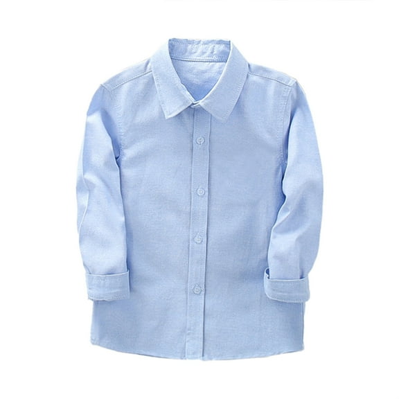 Kids Boys Wrinkle Fre Dress Shirts Toddler Cotton Solid Lapel Collar Long Sleeve Button Down Trendy Tops Tees Clothes