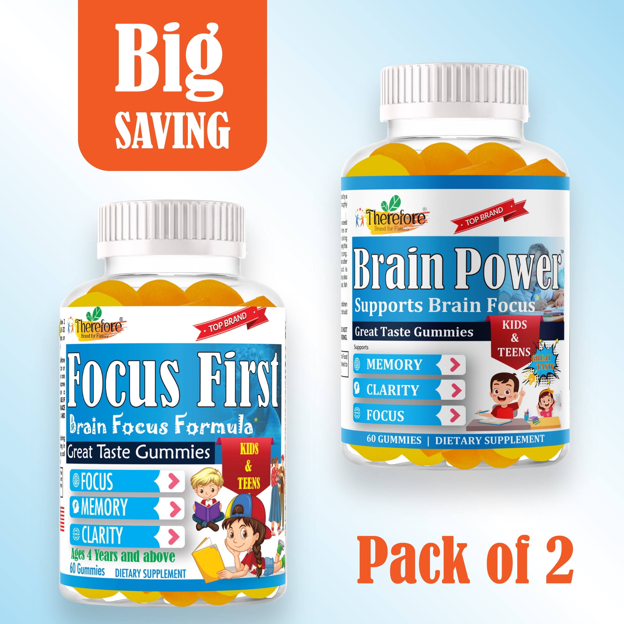 Kids Brain Focus Gummies Attentive Child Supplement Kids Omega 3