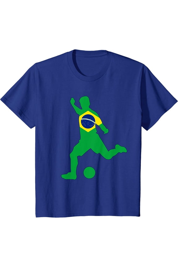 Kids Brazil Flag Soccer Player Jersey Brasil Futbol Toddler Boy T-Shirt, Vintage Birthday Gift