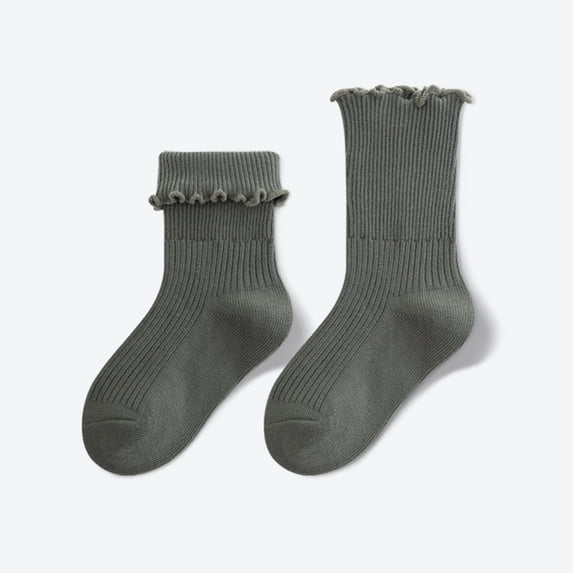 Kids Breathable Crew Socks, Lace Trim Socks for Boys Girls 1 Pack,L