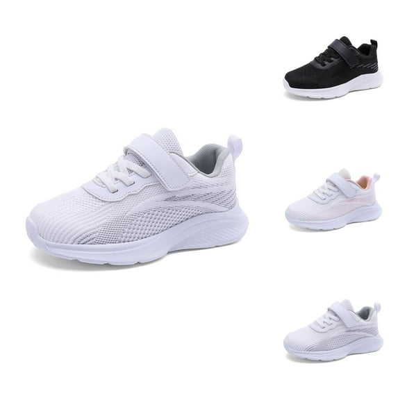 Kids Breathable Mesh On Sneakers for Boys Lightweight Gyms Sports Shoes with Hook & Loop For Indoor Outdoor Training Tennis Running Shoes