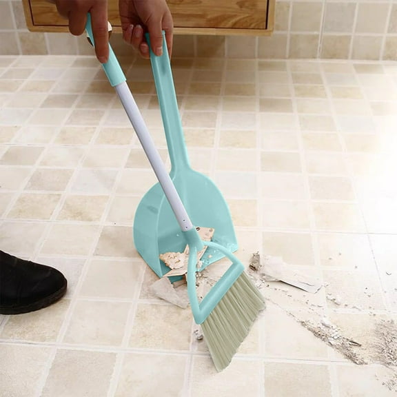 Kids Broom and Dustpan Set, Stainless Steel Handle Cleaning Supplies lightweight home office broom dustpan combo for children