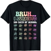 Kids Bruh I Survived 100 Days of School 100th Day Students T-Shirt