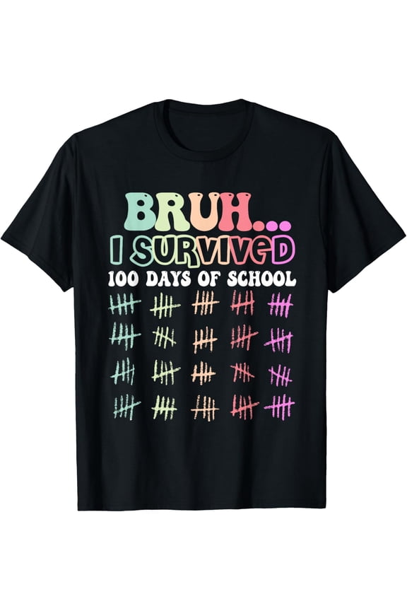Kids Bruh I Survived 100 Days of School 100th Day Students T-Shirt