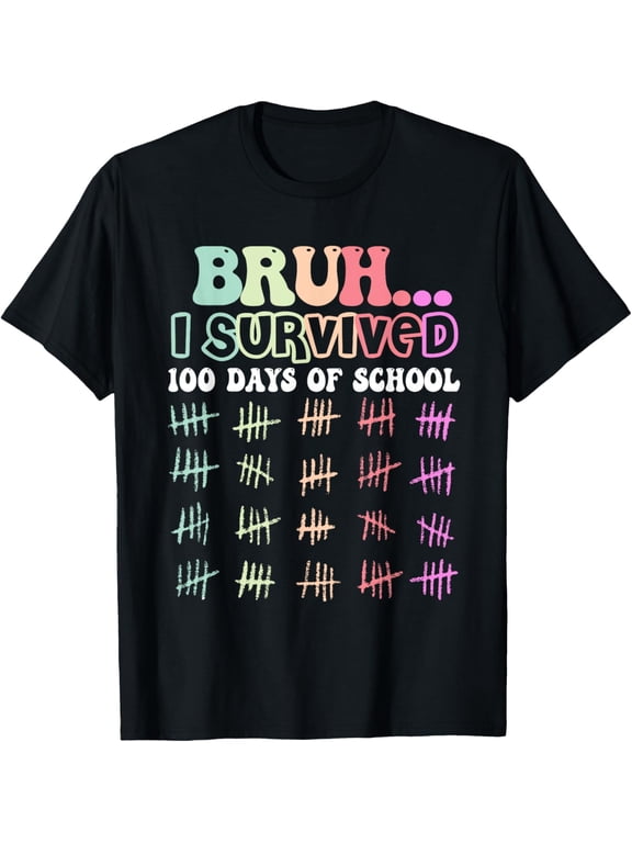 Kids Bruh I Survived 100 Days of School 100th Day Students T-Shirt